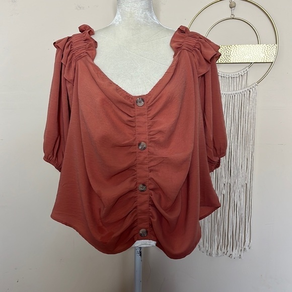 Libian Tops - Boutique libian • terracotta rust off shoulder top